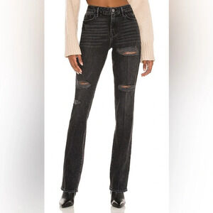 FRAME Le Mini Boot High Rise Flare Jeans Pepperdine Slash Gray Black Denim 25